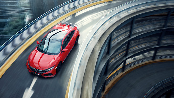 Honda Civic vue du ciel. En ville.