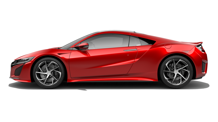 Vue latérale de la NSX, Rouge Valencia Nacré