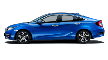 Vue de profil de la Honda Civic 4 portes.