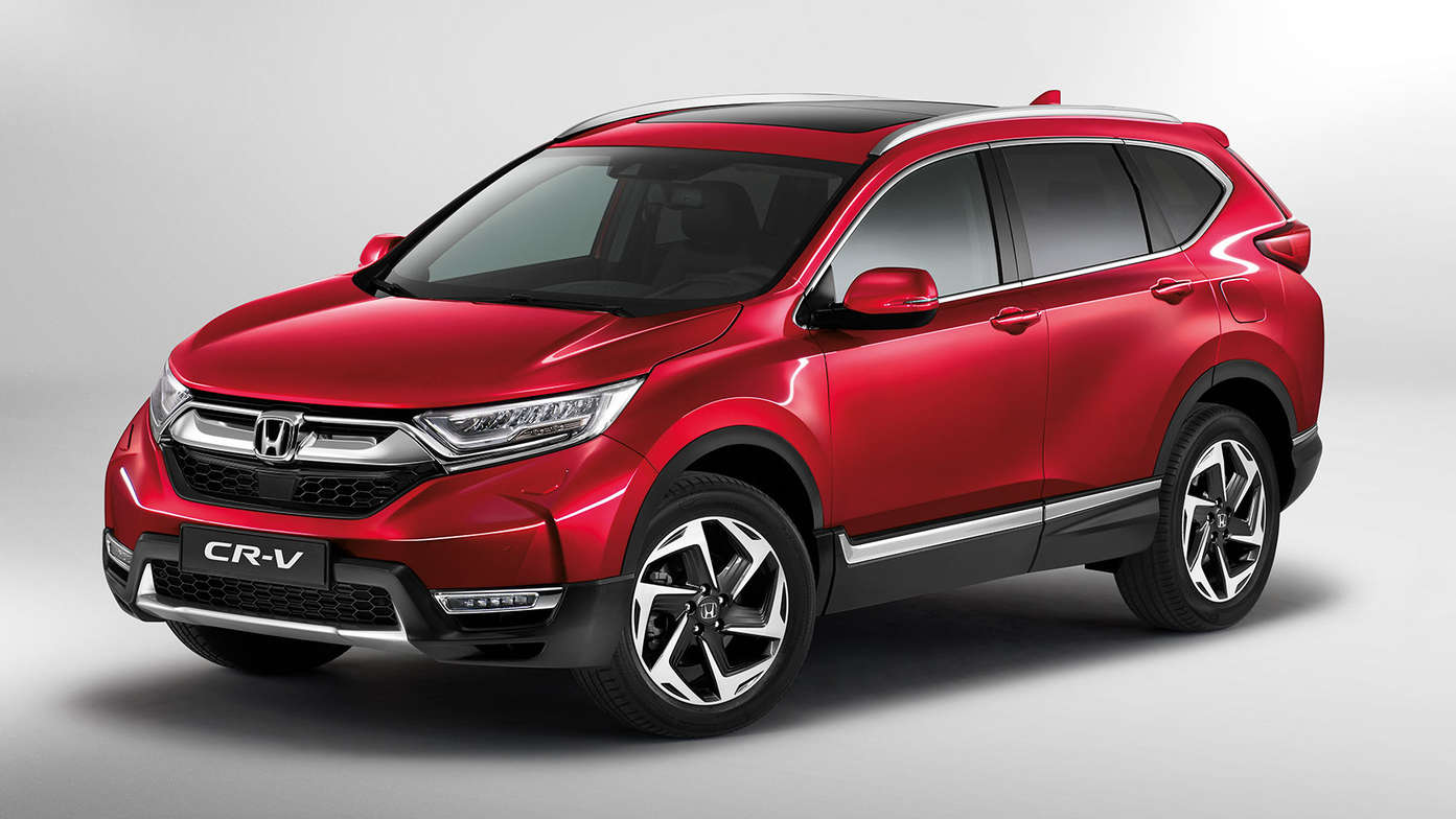 Vue de trois-quarts face du Honda CR-V.