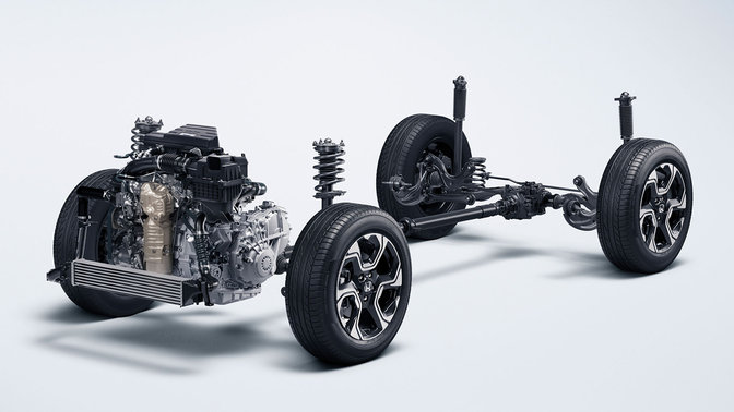 Squelette du châssis du Honda CR-V.