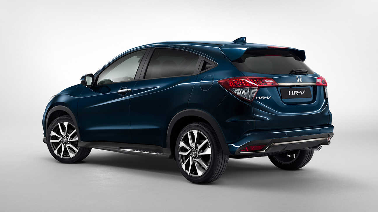 Vue de trois-quarts arrière du Honda HR-V.