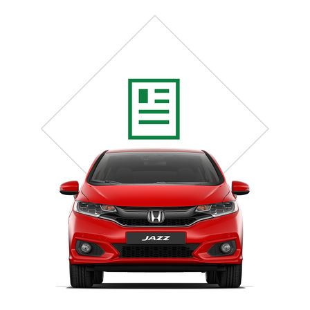 Vue avant de la Honda Jazz avec illustration de la brochure.