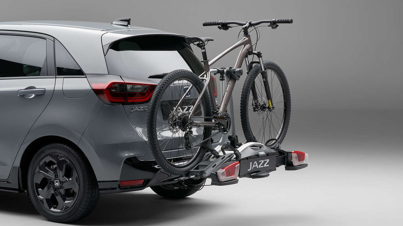 Gros plan sur le porte-vélos de la Honda Jazz Hybrid