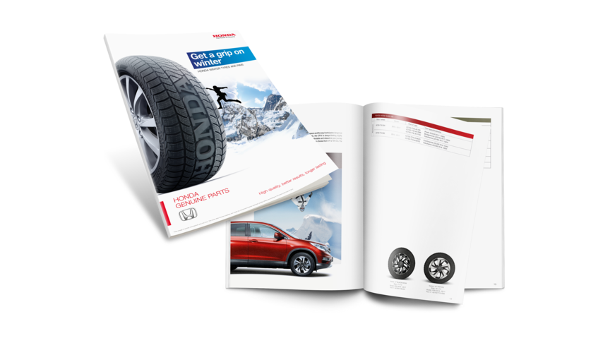 Maquette de la brochure pour pneumatiques hiver Honda