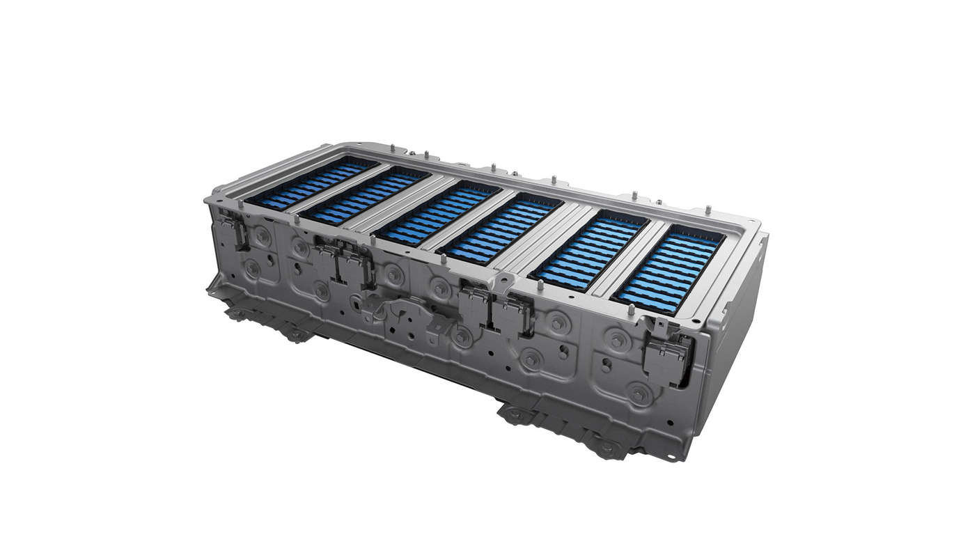 Gros plan sur une batterie Lithium-ion hybride Honda. 