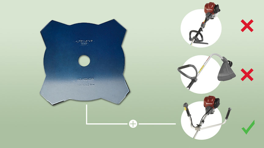 Accessoire de lame 4 dents pour débroussailleuses.