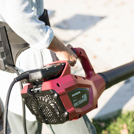 Close up of Honda cordless hedge trimmer.