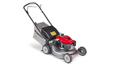 Tondeuse à gazon Honda, trois quarts face, tournée vers la droite.