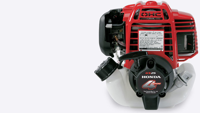 Taille-haies Honda, gros plan du moteur 4 temps.