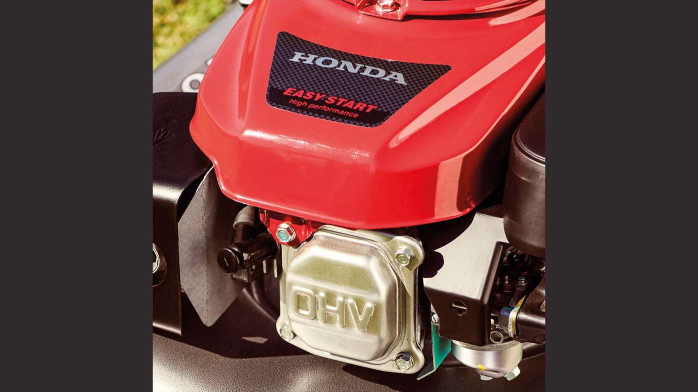 Gros plan du système de démarrage facile de la tondeuse Honda HRD