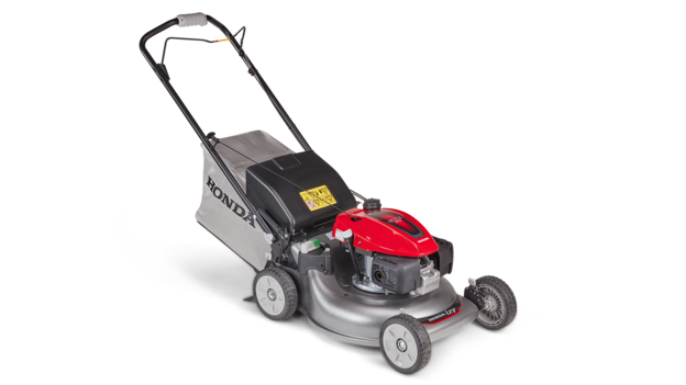 Tondeuse à gazon Honda, trois quarts face, tournée vers la droite.