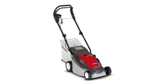 Tondeuse à gazon Honda, trois quarts face, tournée vers la droite.