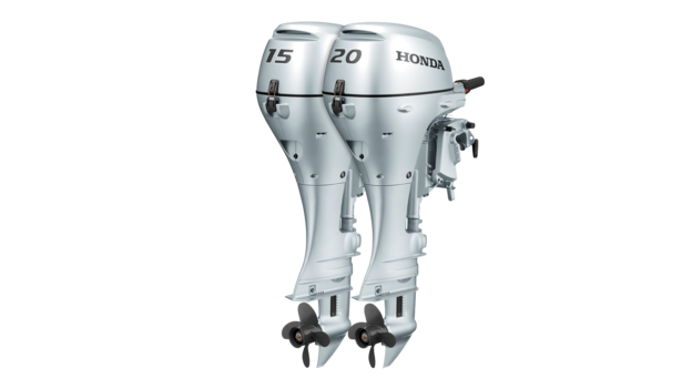 Moteurs BF15 et BF20 de trois quarts face.
