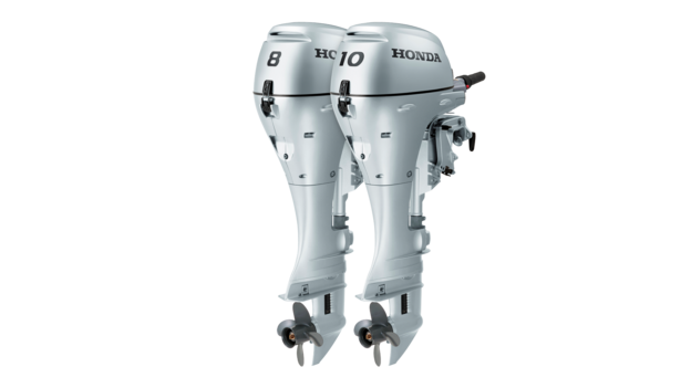 Moteurs BF8 et BF10 de trois quarts face.