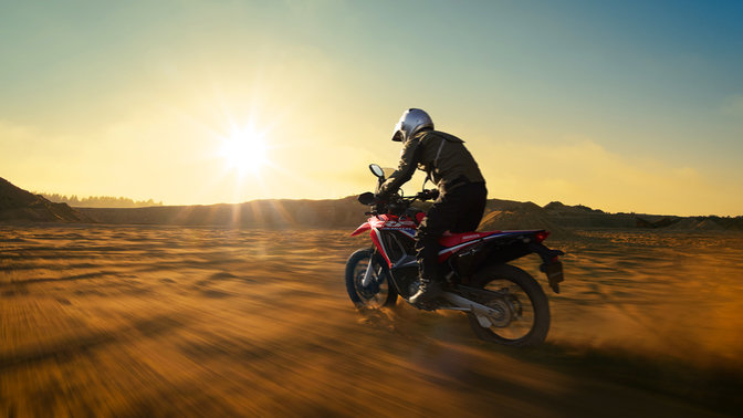 Vue de trois quarts gauche de la CRF250 Rally