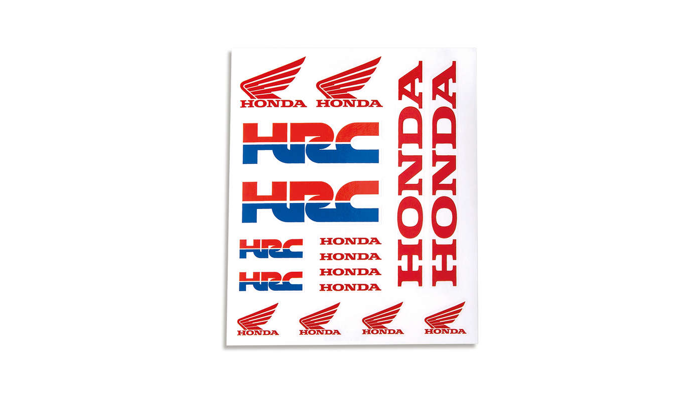 Jeu d’autocollants en vinyle Honda HRC avec l’équipe de course Honda HRC et logos ailés Honda.