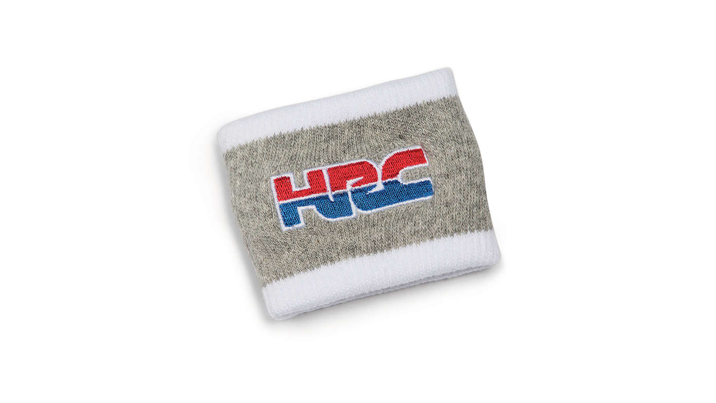 Bracelet gris Honda HRC aux couleurs de HRC avec le logo Honda Racing Corporation.