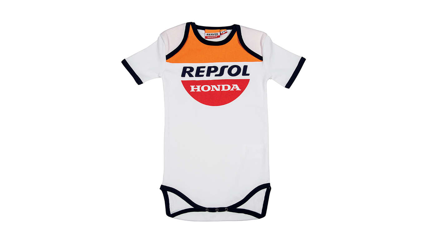 Honda Repsol Babygro aux couleurs de Honda MotoGP et logo Repsol.