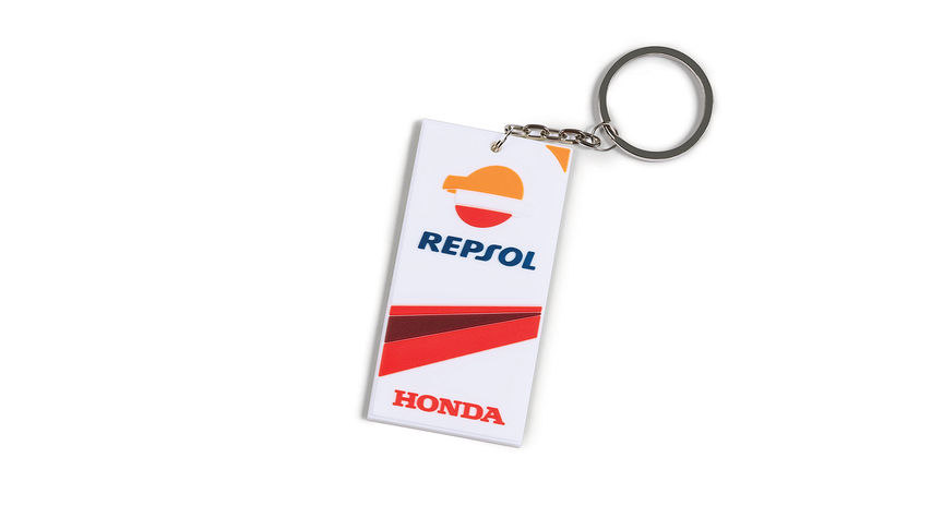 Porte-clés aux couleurs de l'équipe MotoGP Honda, avec logo Repsol.