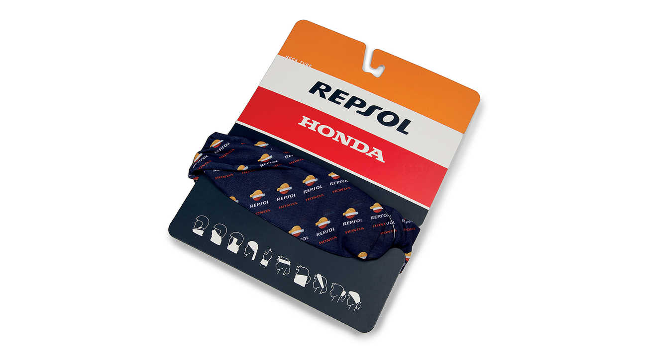 Tour de cou Honda Repsol aux couleurs MotoGP Honda, avec logo Repsol.