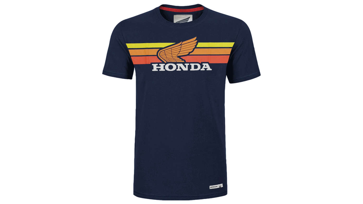 T-shirt vintage Honda Navy et Sunset.