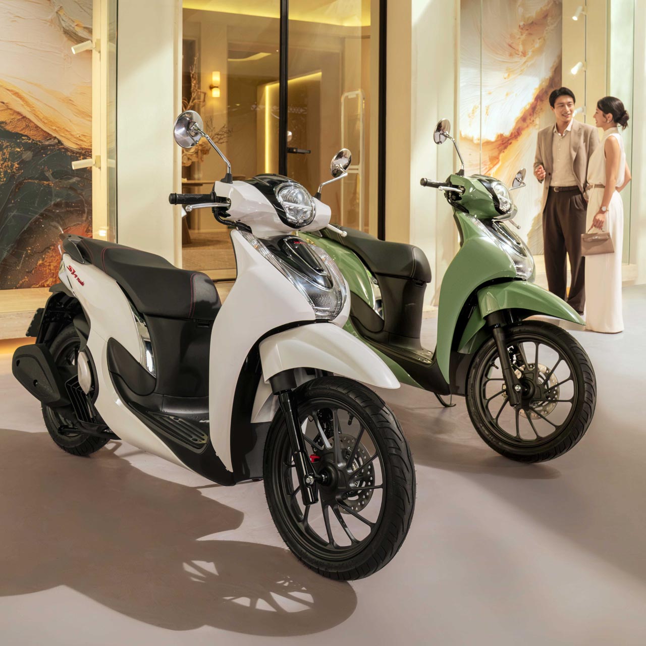 Gros plan sur le rangement avant du SH Mode 125