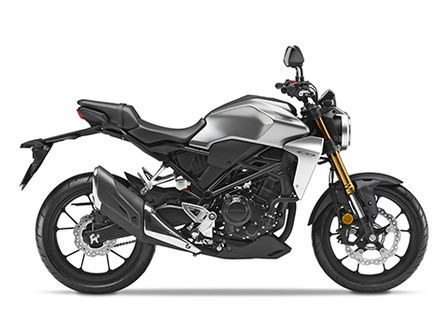 Vue lat&eacute;rale droite de la Honda CB300R Neo Sports Caf&eacute; argent