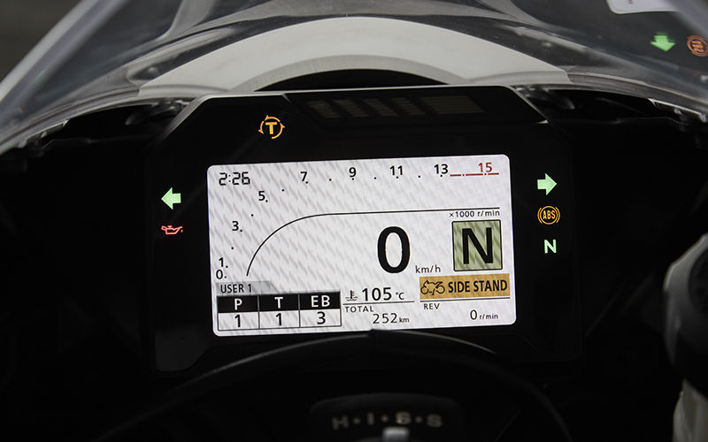 Gros plan sur le tableau de bord de la CBR1000RR Fireblade