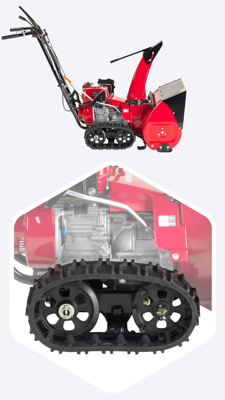 Vue lat&eacute;rale du mod&egrave;le S&eacute;rie 6, concentr&eacute;e sur les chenilles